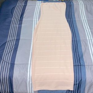 Strapless Midi Dress from MissGuided. Size small, runs small. Tan/cream color.